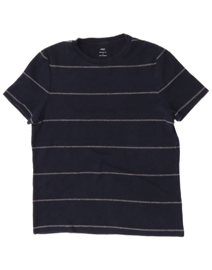 Marks & Spencer Herren-T-Shirt mit normaler Passform, mittleres Marineblau gestreift