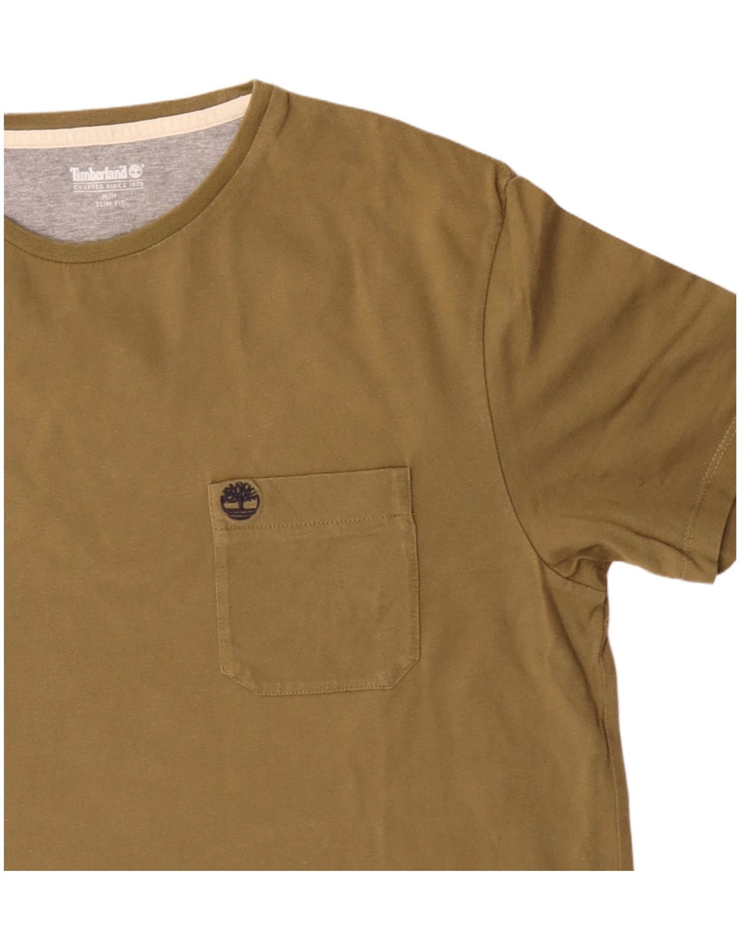 TIMBERLAND Herren Slim Fit T-Shirt Top Medium Khaki Baumwolle