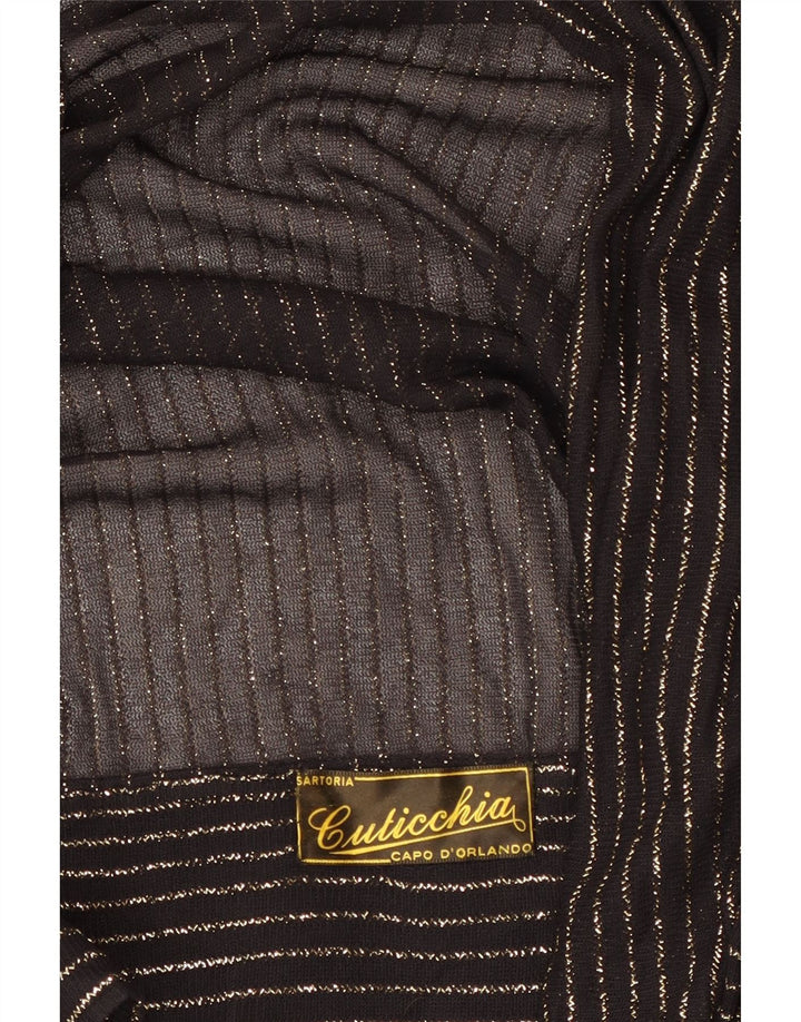 VINTAGE Womens Blouse Top UK 12 Medium Grey Striped Vintage Vintage and Second-Hand Vintage from Messina Hembry 