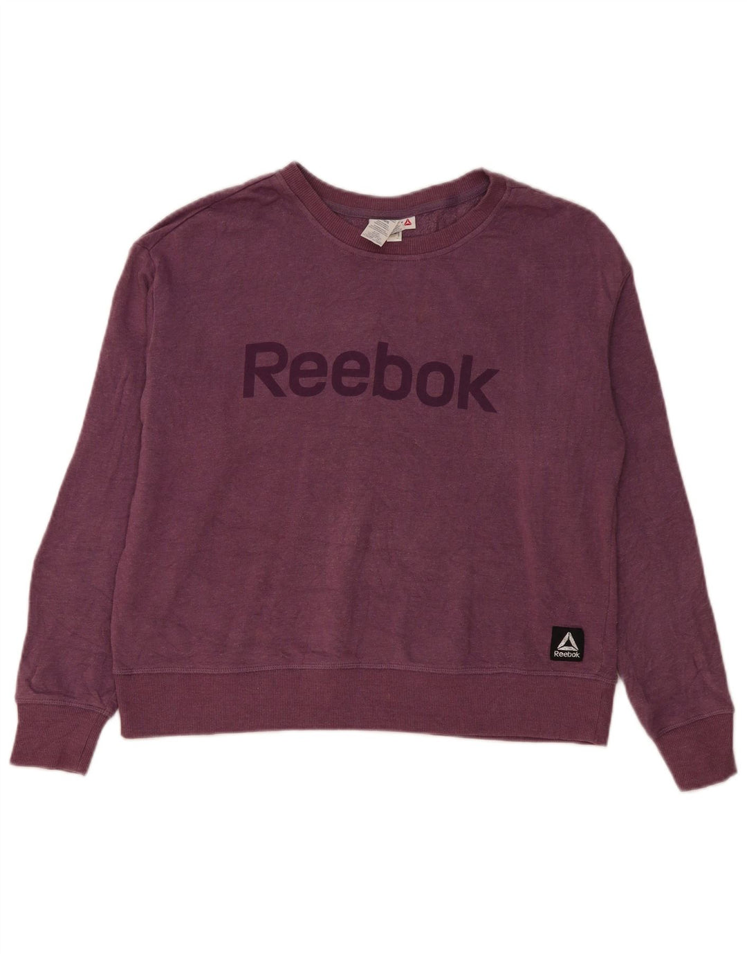 REEBOK Damen-Sweatshirt mit übergroßem, bauchfreiem Grafikmuster, Gr. 16, Lila