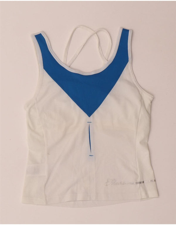 Ellesse Womens Crop Vest Top EU 36 Small White Colourblock Polyester