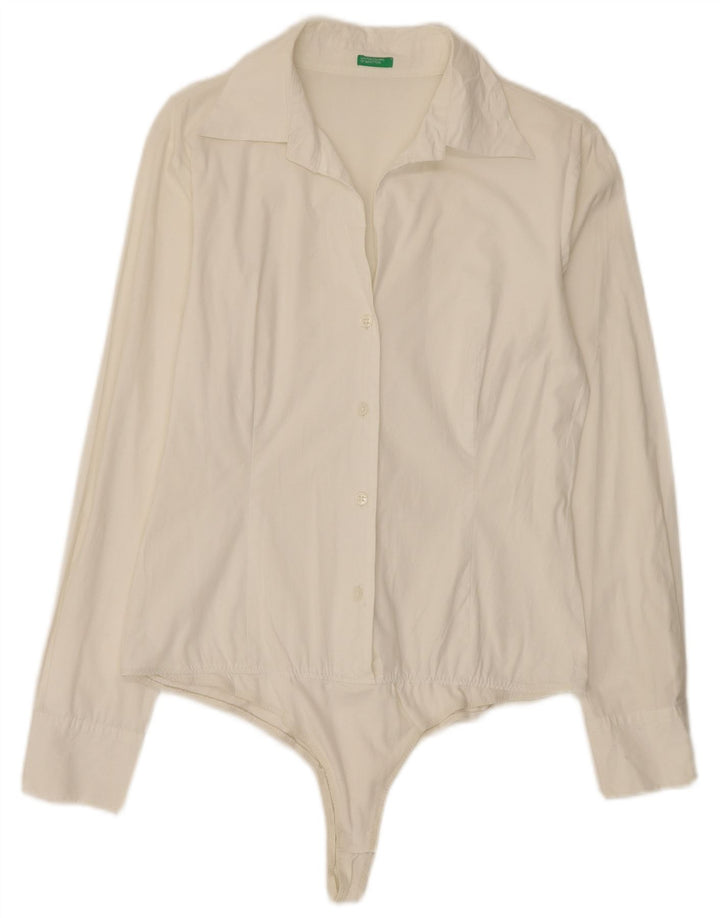 Benetton Damen-Hemd-Body, UK-Größe 44, mittelgrau
