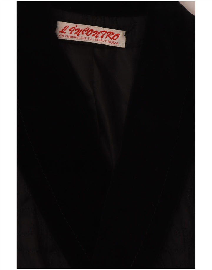 VINTAGE Zweireihiger Blazer für Damen, Gr. 14, Mittelschwarz, Paisleymuster