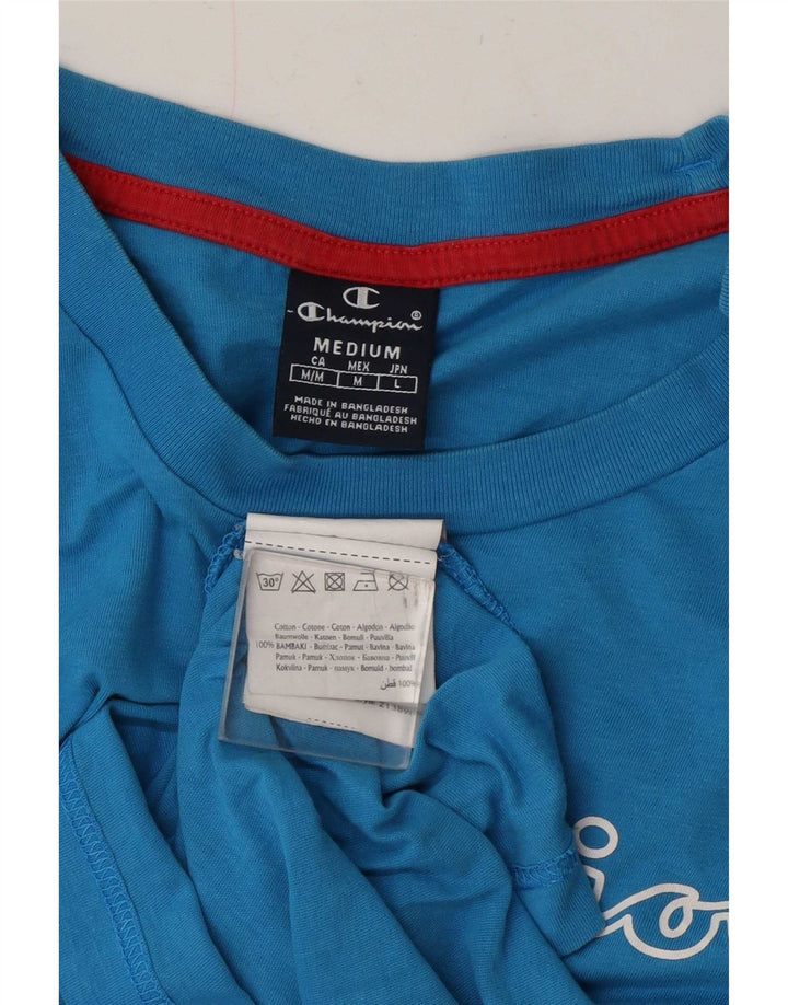 Champion Herren-T-Shirt mit Grafik, mittelblaue Baumwolle