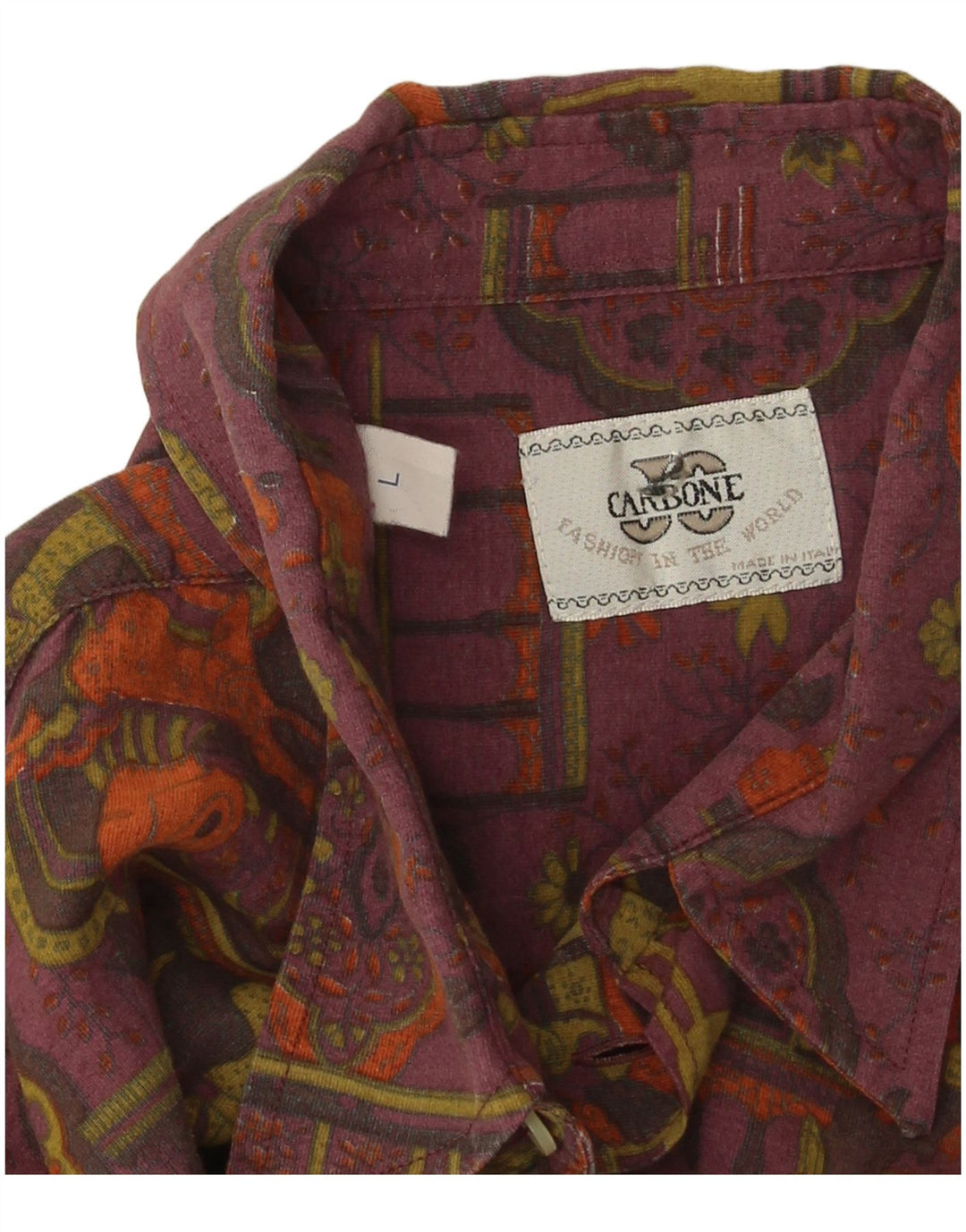 Vintage Herren Hemd mit abstraktem Muster, groß, lila Viskose