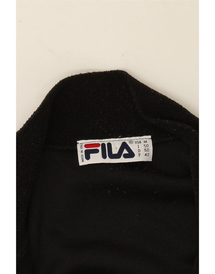 FILA Mens Zip Neck Fleece Jumper Medium Black Vintage Fila and Second-Hand Fila from Messina Hembry 