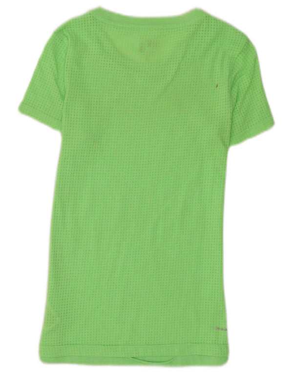 Adidas Damen Aeroknit T-Shirt Top UK 4/6 XS Grüne Baumwolle