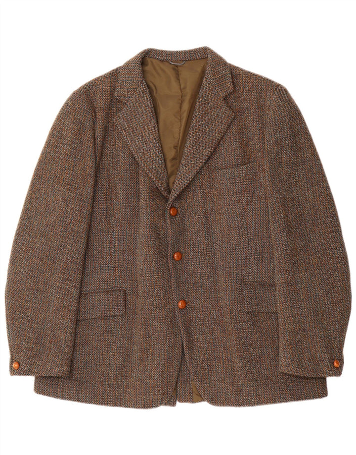 Harris Tweed Herren-Blazer mit 3 Knöpfen, Gr. 40, Braun