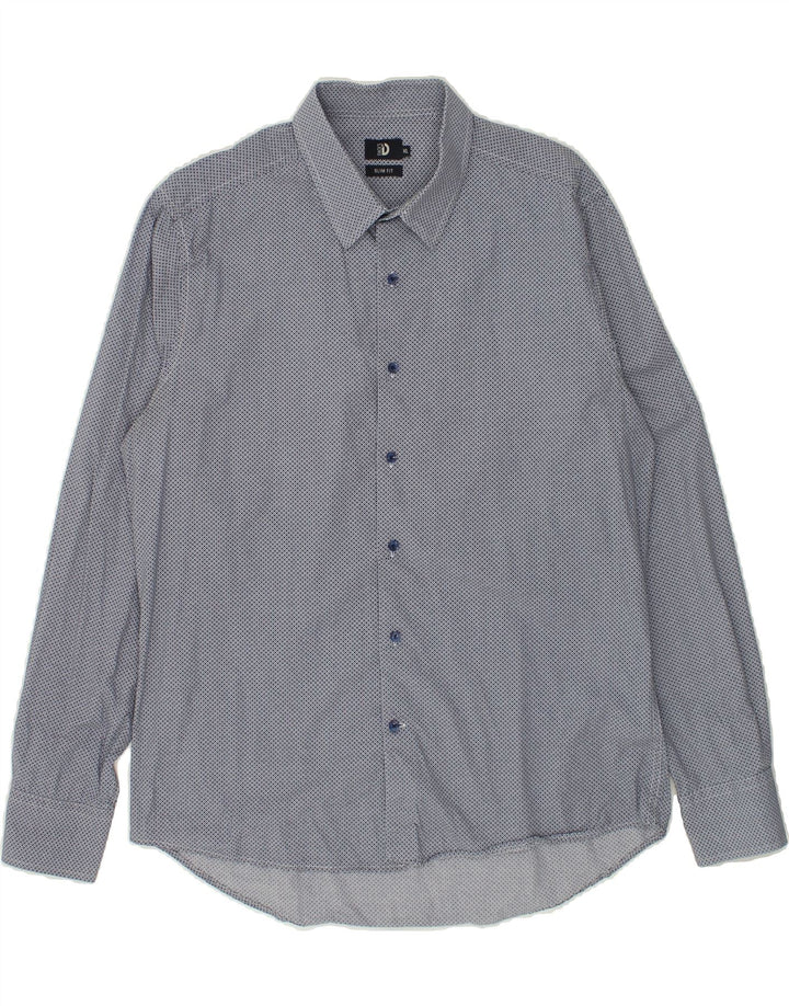 DACK'S Mens Slim Fit Shirt XL Blue Check Cotton Vintage Dack's and Second-Hand Dack's from Messina Hembry 