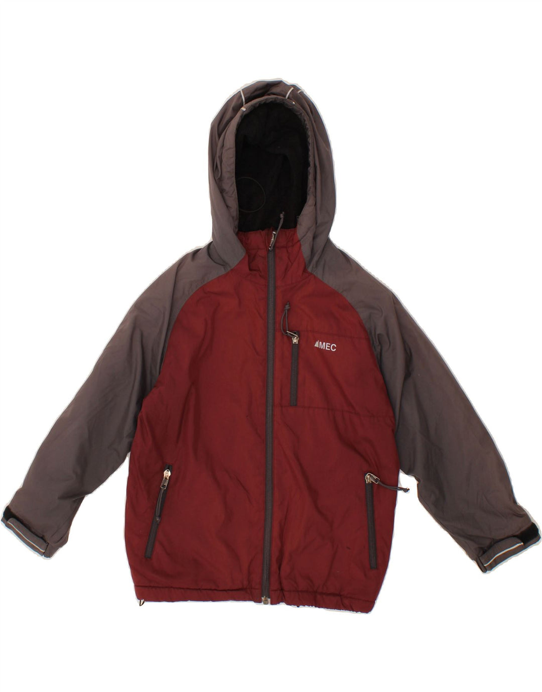 MOUNTAIN EQUIPMENT Boys Windbreaker Jacket 7-8 Years Maroon Colourblock Vintage Mountain Equipment and Second-Hand Mountain Equipment from Messina Hembry 