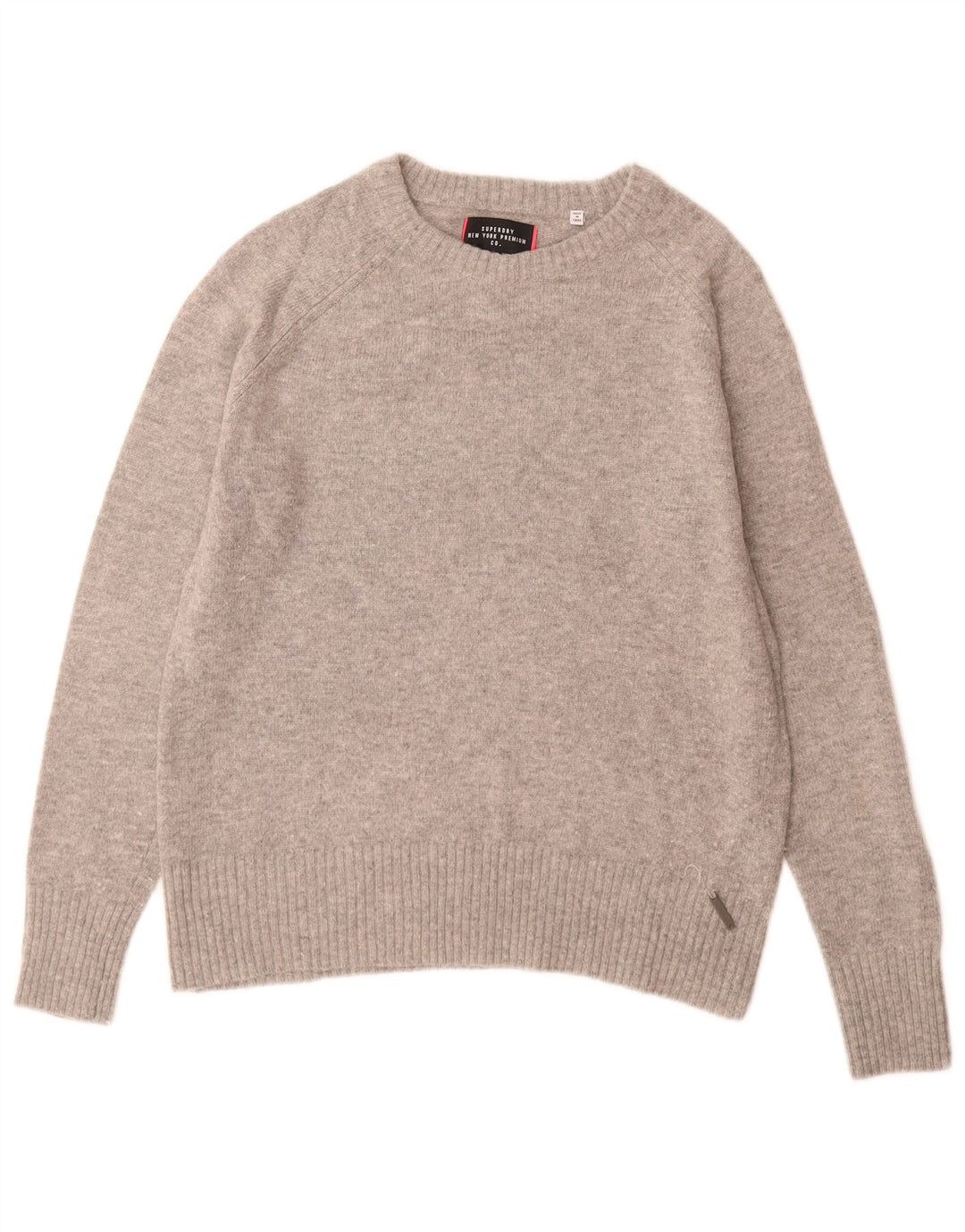 Superdry Damen-Pullover mit U-Boot-Ausschnitt, UK 14, mittelgraues Nylon