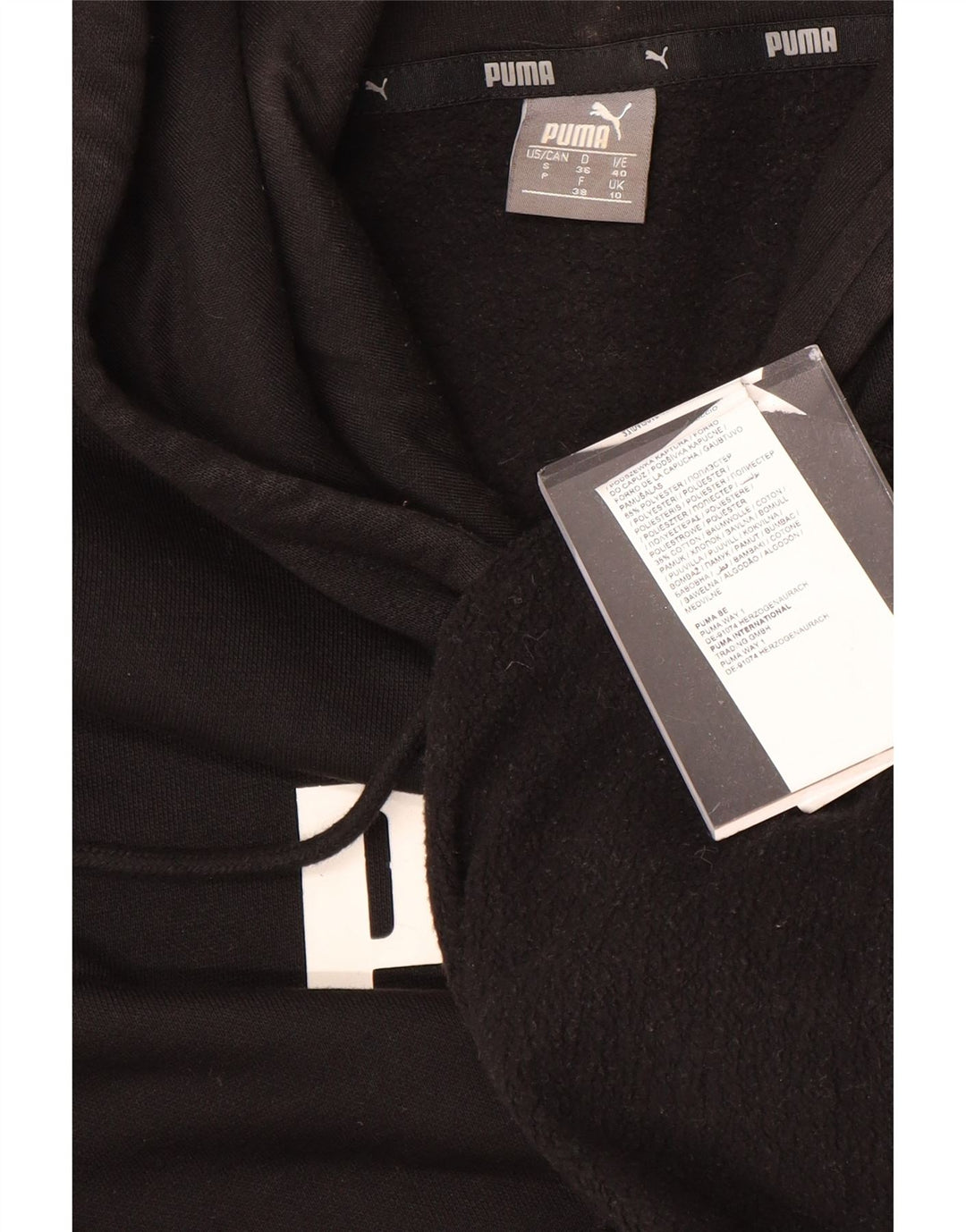 PUMA Damen Graphic Hoodie Pullover UK 10 Small Schwarz Polyester