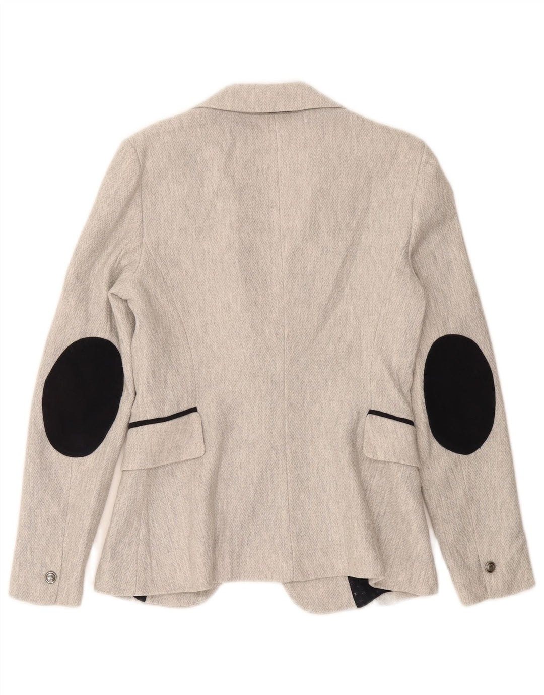 Zara Damen 1-Knopf-Blazerjacke UK 6 XS Graues Fischgrätenmuster