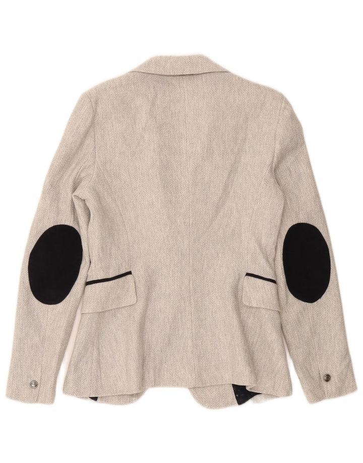 Zara Damen 1-Knopf-Blazerjacke UK 6 XS Graues Fischgrätenmuster