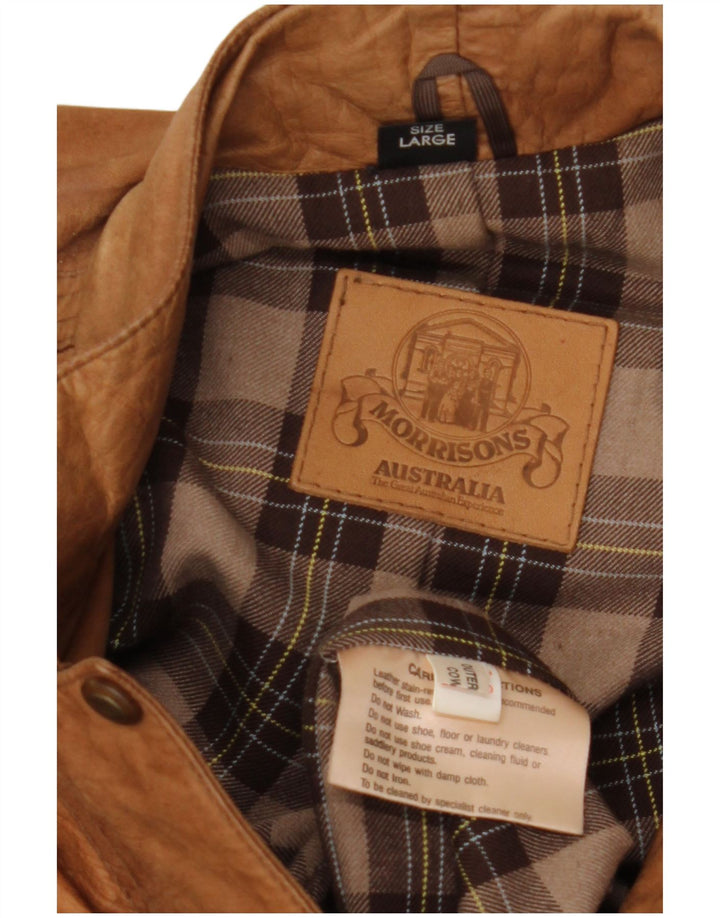 VINTAGE Damen Ledermantel UK 16 Großes beiges Leder