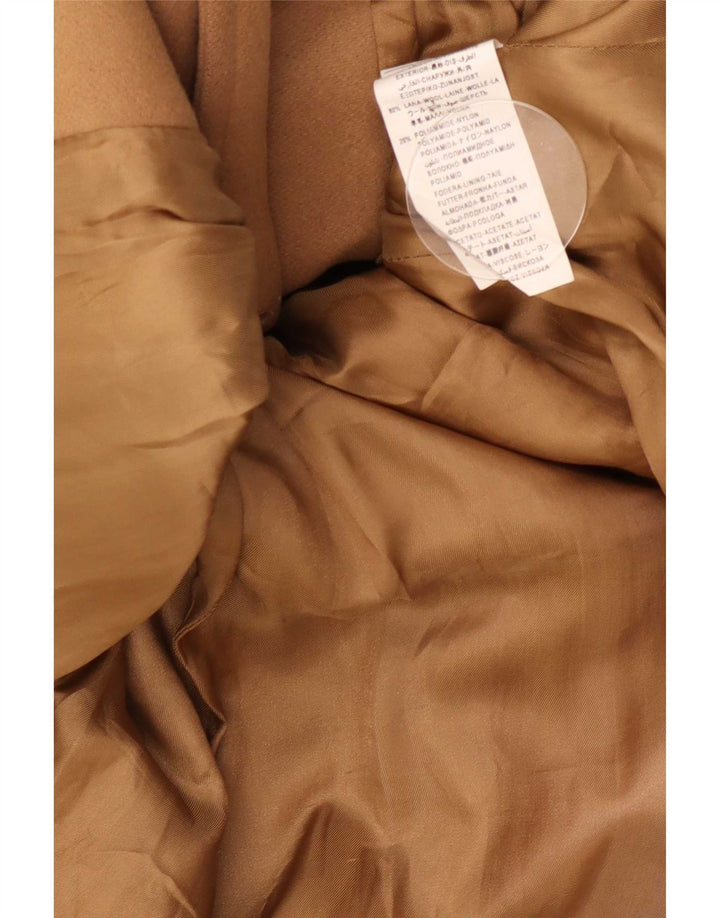 Benetton Damen Zweireihiger Mantel IT 44 Mittelbeige Wolle