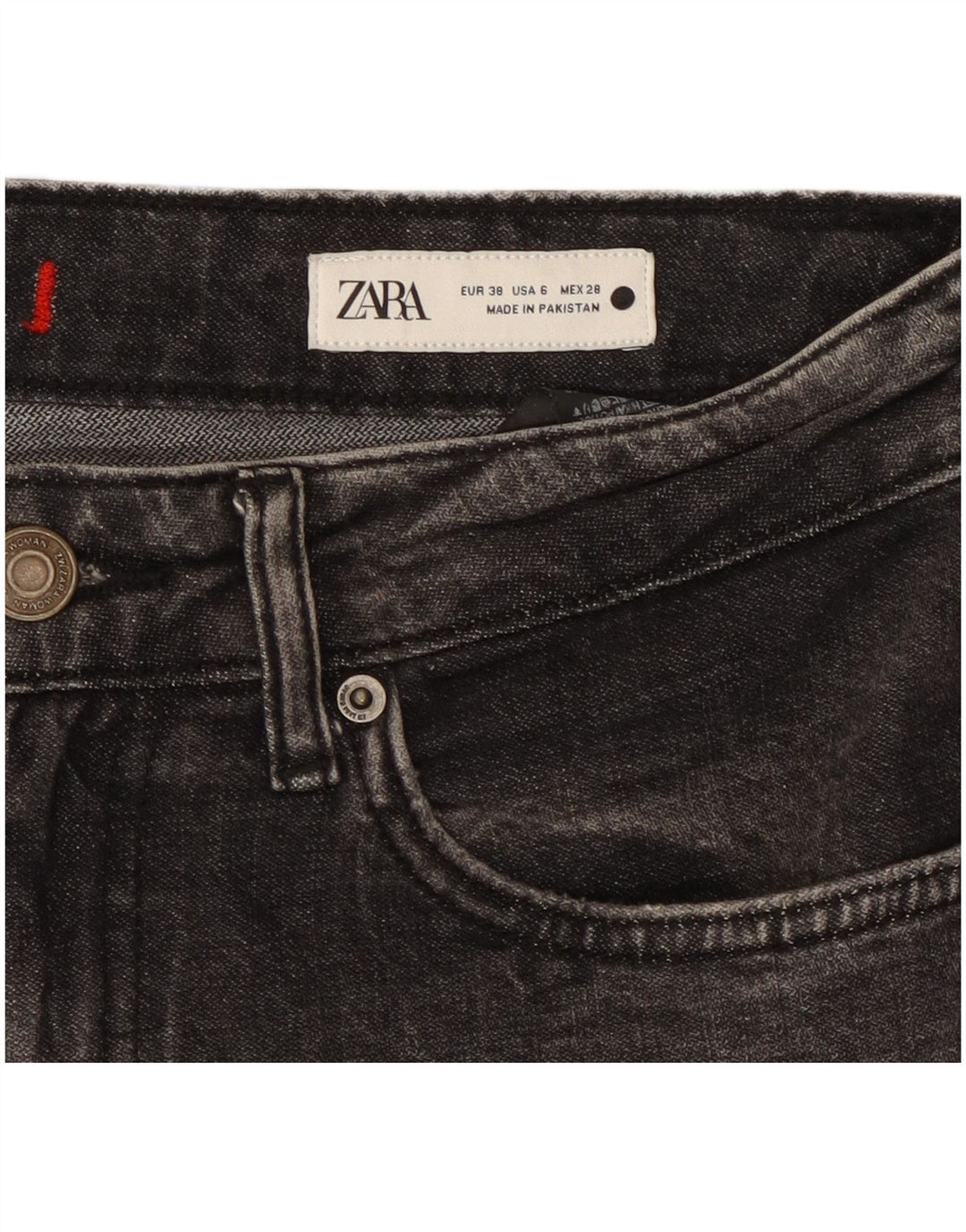 ZARA Damen Straight Jeans EU 38 Small W28 L26 Schwarz