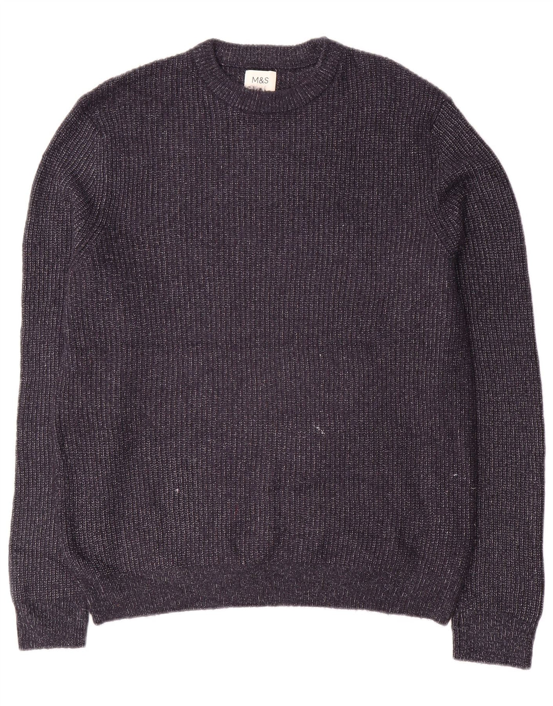 Marks & Spencer Herren-Pullover mit Rundhalsausschnitt, Mittelblau meliert