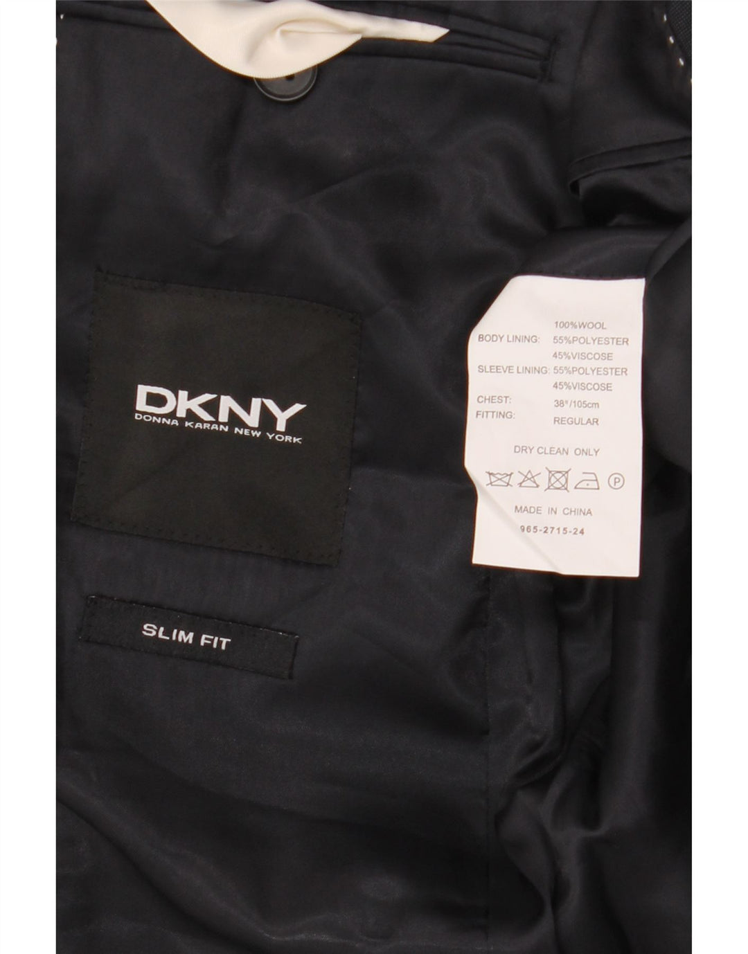 Dkny Herren-Blazer mit 2 Knöpfen, schmale Passform, UK 38, mittelmarineblaue Wolle