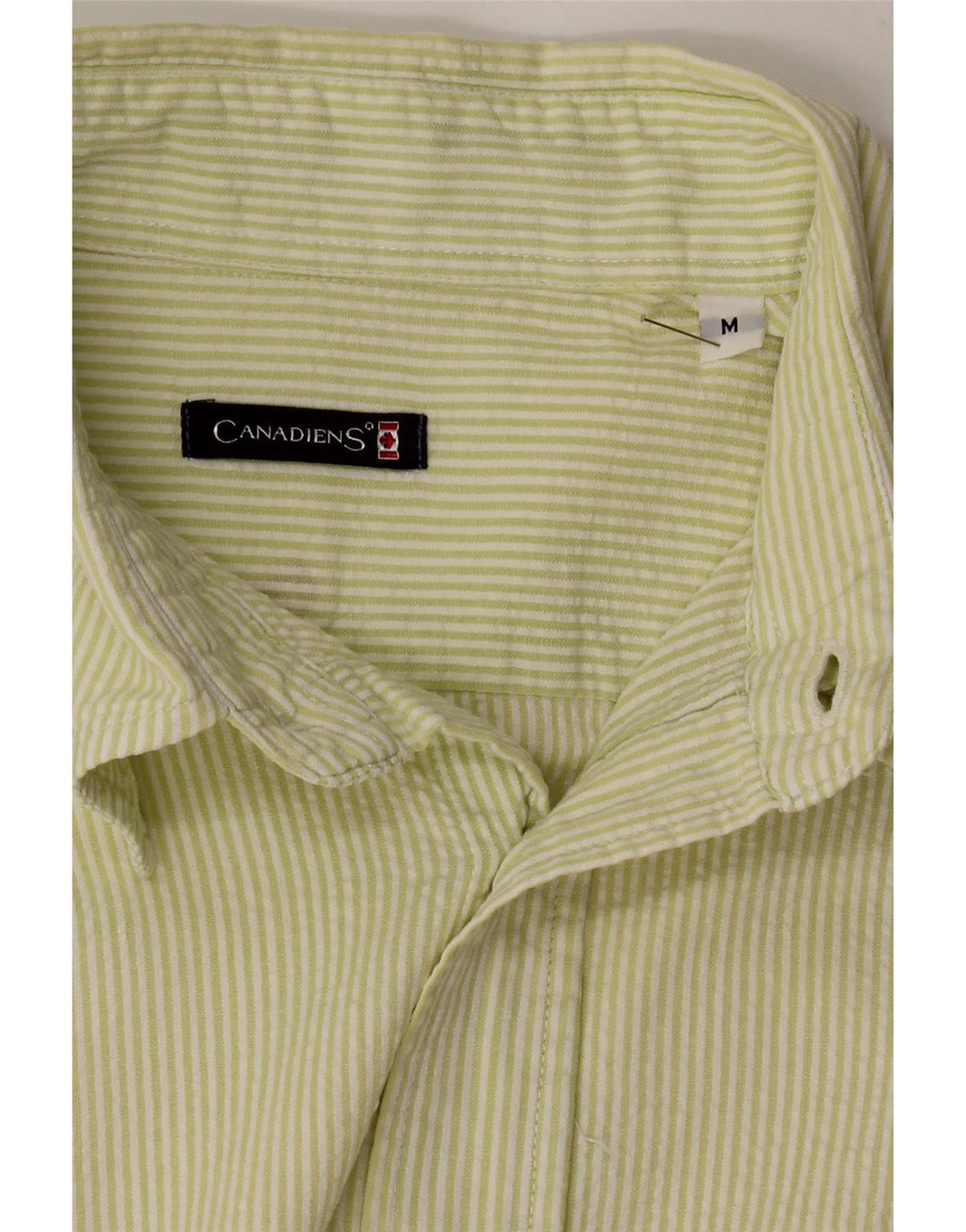 CANADIENS Mens Shirt Medium Yellow Pinstripe Cotton Vintage Canadiens and Second-Hand Canadiens from Messina Hembry 