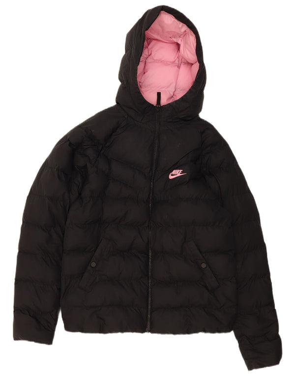 Nike Mädchen-Kapuzenjacke, gepolstert, 13–14 Jahre, XL, Schwarz, Polyester