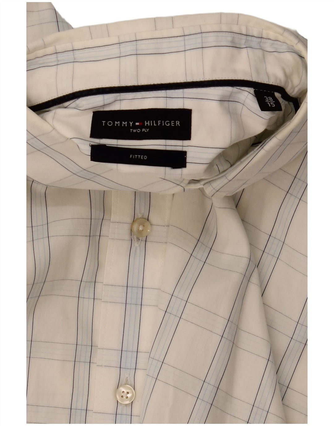 TOMMY HILFIGER Tailliertes Herrenhemd Größe 38 15 Mittelweiß kariert