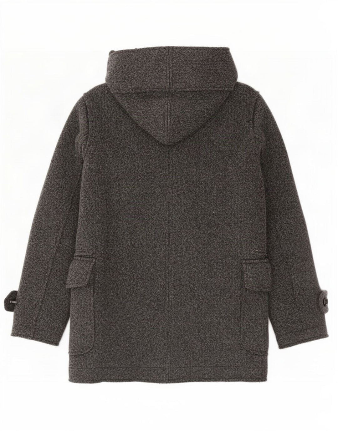 Zara Herren-Windbreaker-Mantel mit Kapuze, zweireihig, UK 38, mittelgraue Wolle