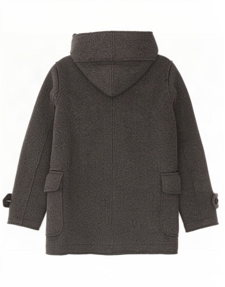 Zara Herren-Windbreaker-Mantel mit Kapuze, zweireihig, UK 38, mittelgraue Wolle