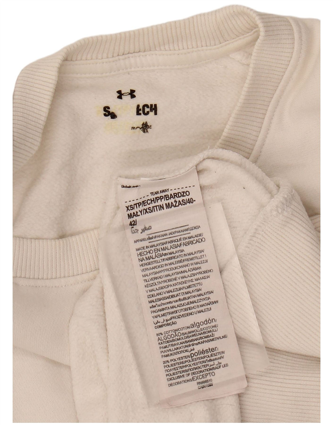 UNDER ARMOUR Womens Oversized Sweatshirt Jumper UK 6 XS White Cotton