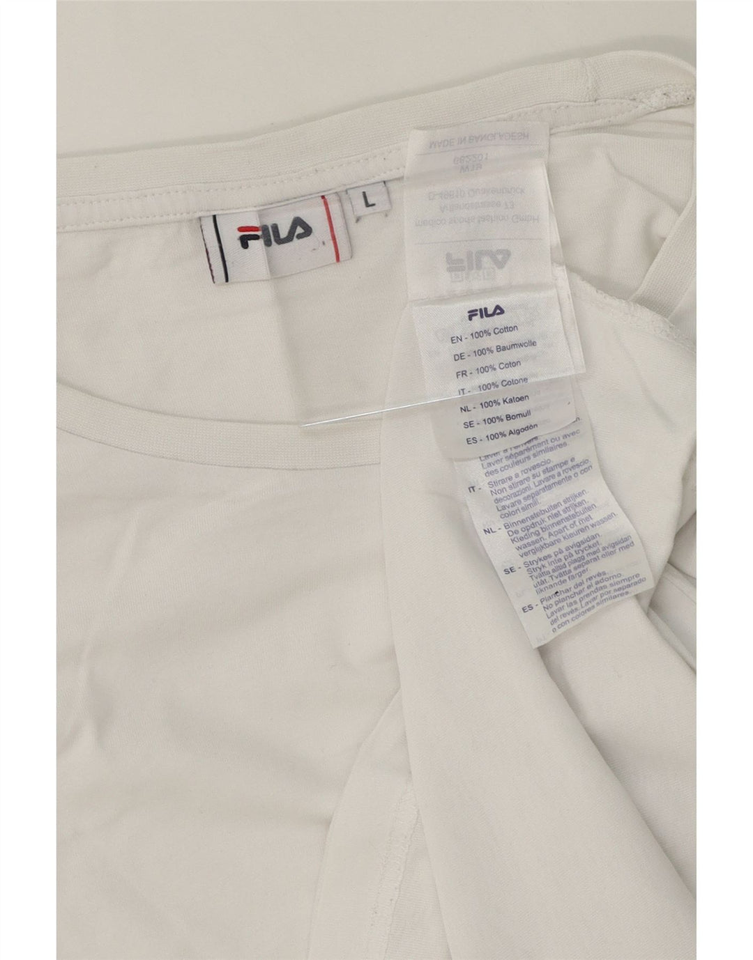 FILA Mens T-Shirt Top Large White Cotton Vintage Fila and Second-Hand Fila from Messina Hembry 