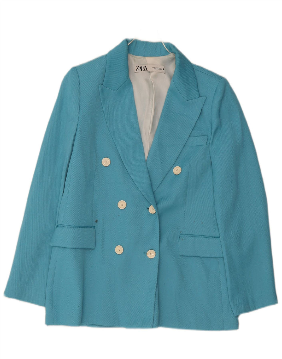Zweireihiger Blazer für Damen von Zara, Gr. 10, Größe S, Blau, Polyester