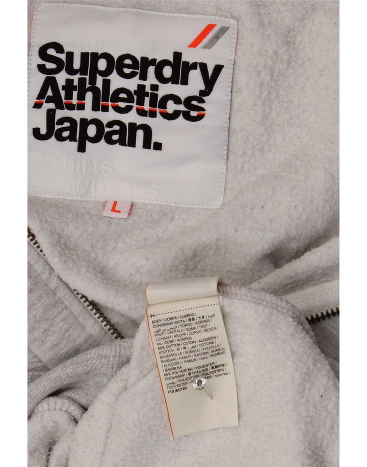 Superdry Herren-Kapuzenpullover mit Reißverschluss, groß, aus grauer Baumwolle