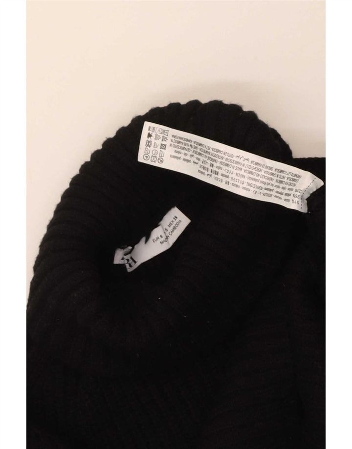 Zara Damen Crop Oversized Rollkragenpullover Pullover UK 10 Small Schwarz