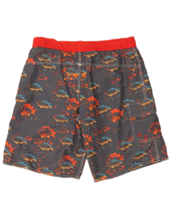 L.L.Bean Jungen-Badeshorts mit Grafik, 9–10 Jahre, graues Polyester