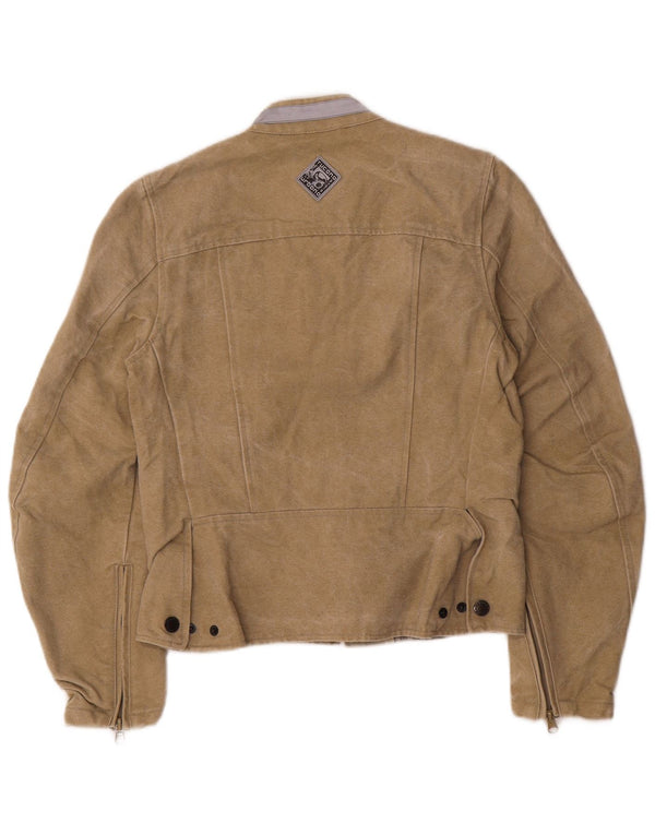 Tucano Urbano Damen Racer Jacke UK 10 Small Beige Baumwolle