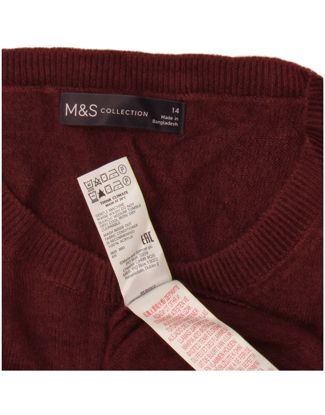 MARKS & SPENCER Damen-Pullover mit Rundhalsausschnitt, UK 14, Größe L, Kastanienbraun, Acryl