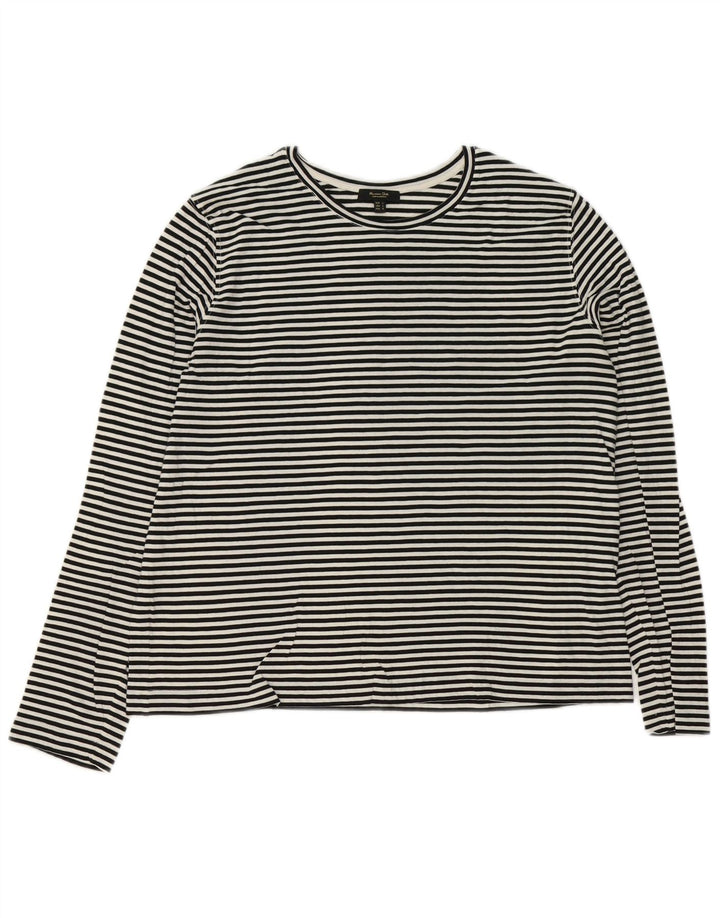 Massimo Dutti Damen Top Langarm UK 16 Large Weiß Nadelstreifen