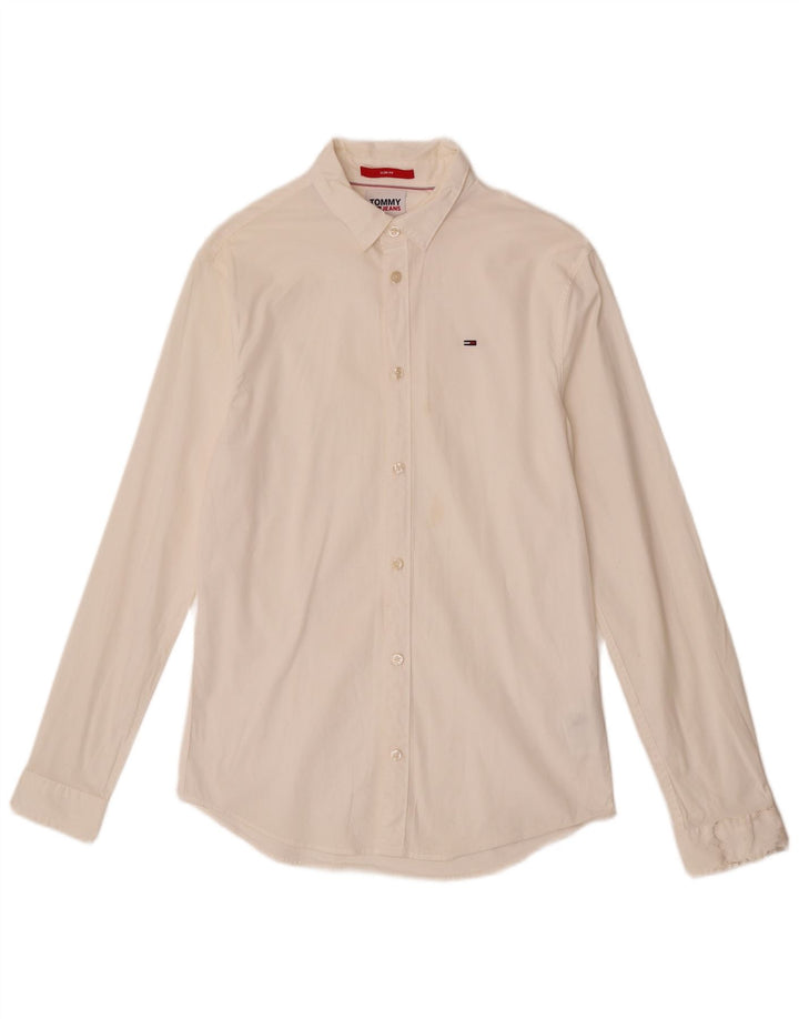 Tommy Hilfiger Herren-Slim-Fit-Hemd aus mittelweißer Baumwolle