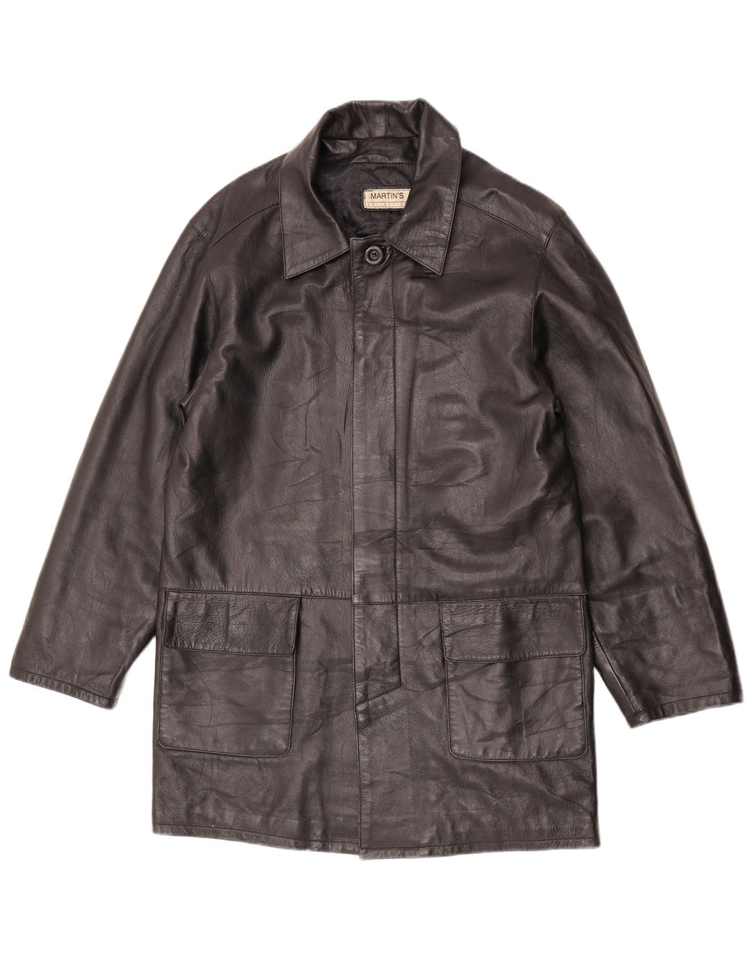 Martin's Herren-Ledermantel IT 48 Mittelschwarzes Leder