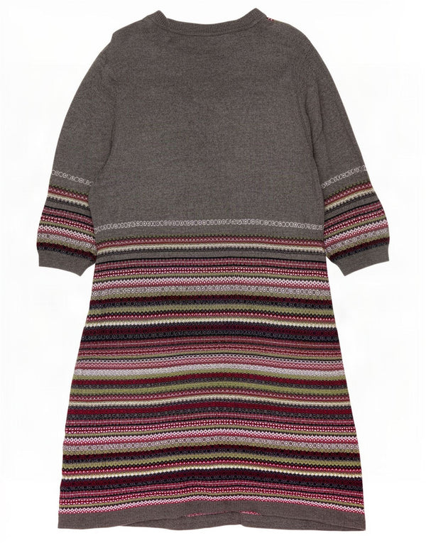 Marks & Spencer Damen-Pulloverkleid mit 3/4-Ärmeln, UK 22 3XL, Grau, Fair Isle