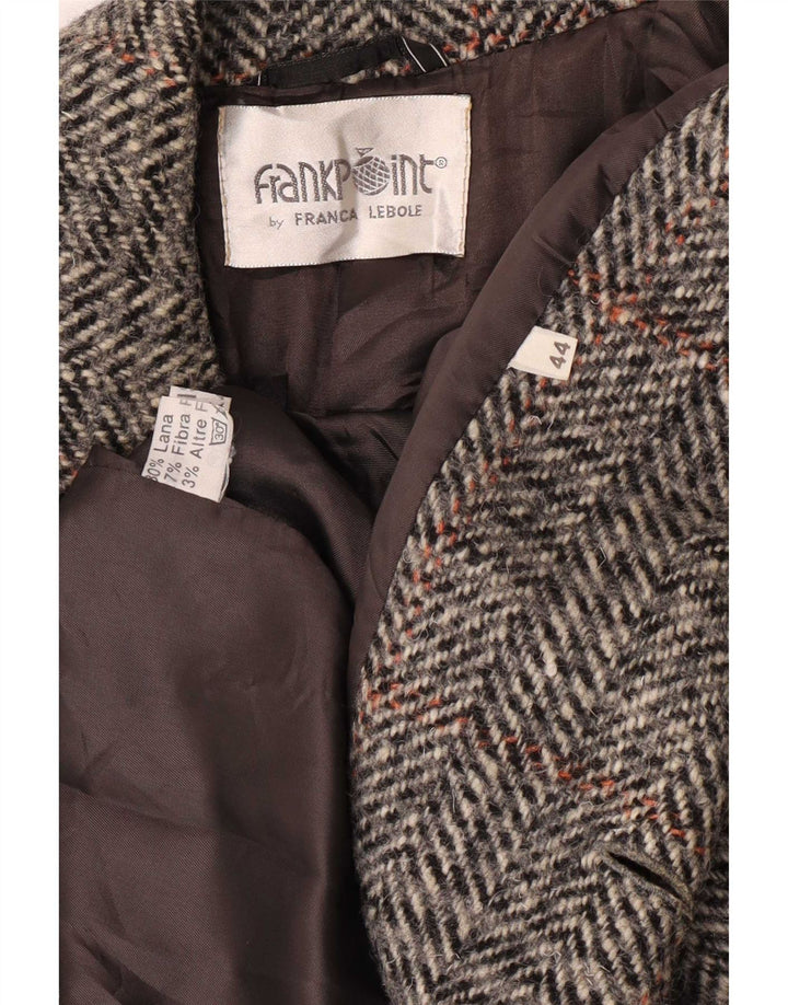 Lebole Damen Loose Fit Zweireihiger Mantel IT 44 Mittelgrauer Hahnentritt