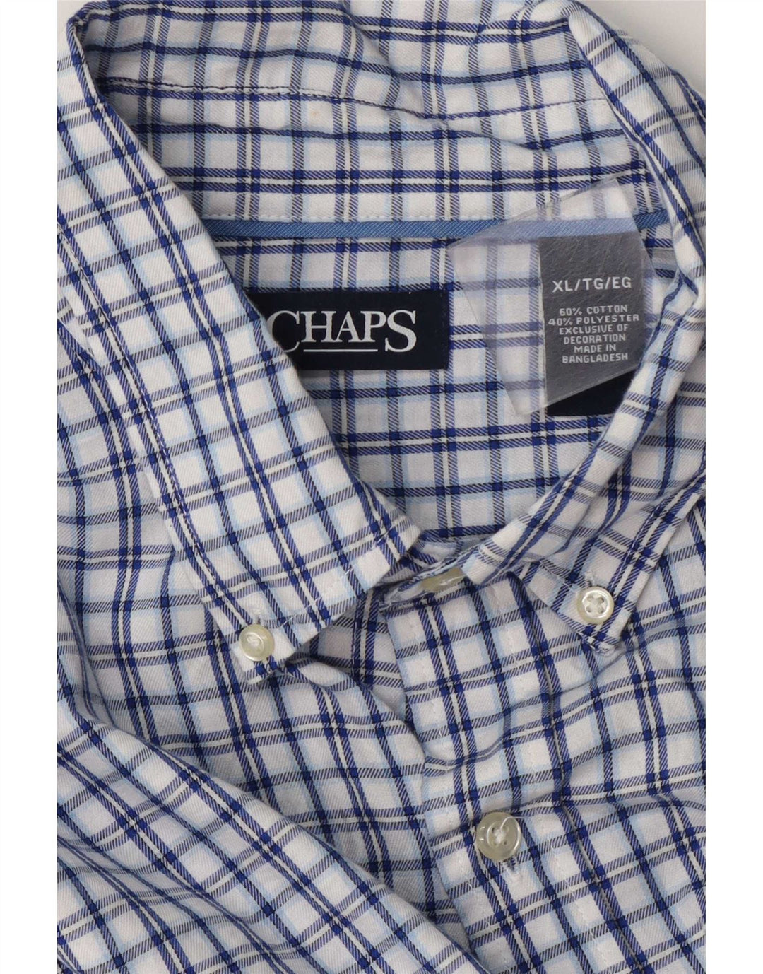 Chaps Herren-Flanellhemd XL, blau kariert, Baumwolle