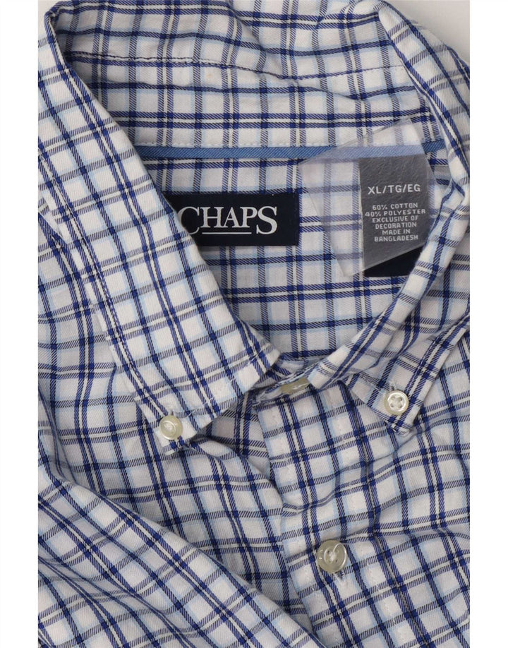 Chaps Herren-Flanellhemd XL, blau kariert, Baumwolle