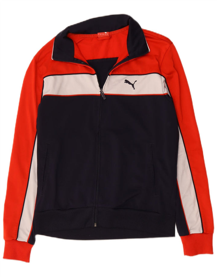 Puma Herren-Trainingsanzug-Top-Jacke, mittelblaues Farbblock-Polyester