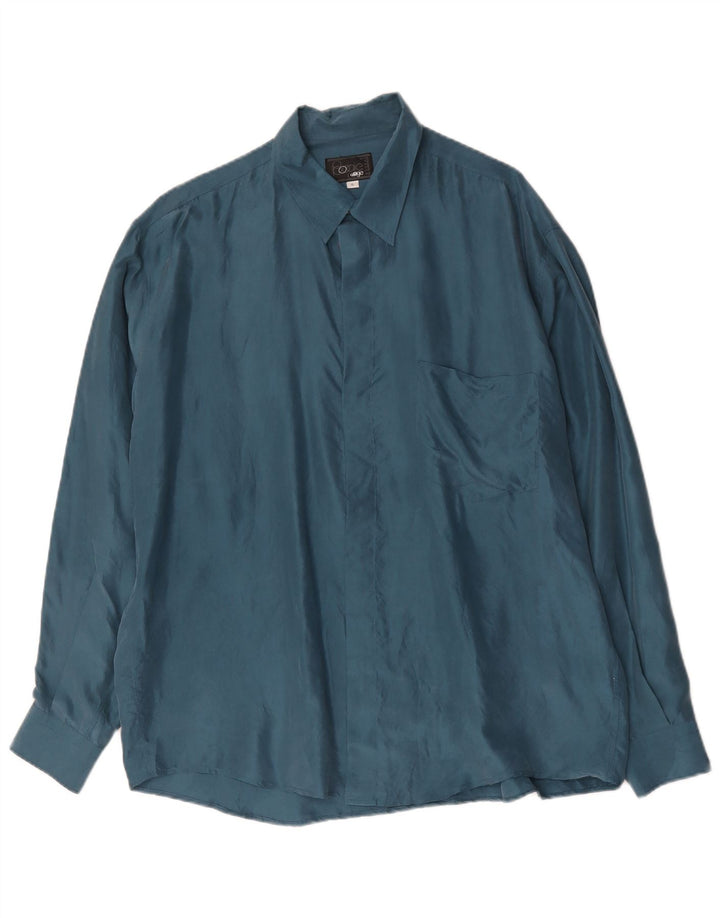 BOOGIE Herrenhemd XL Blaue Seide
