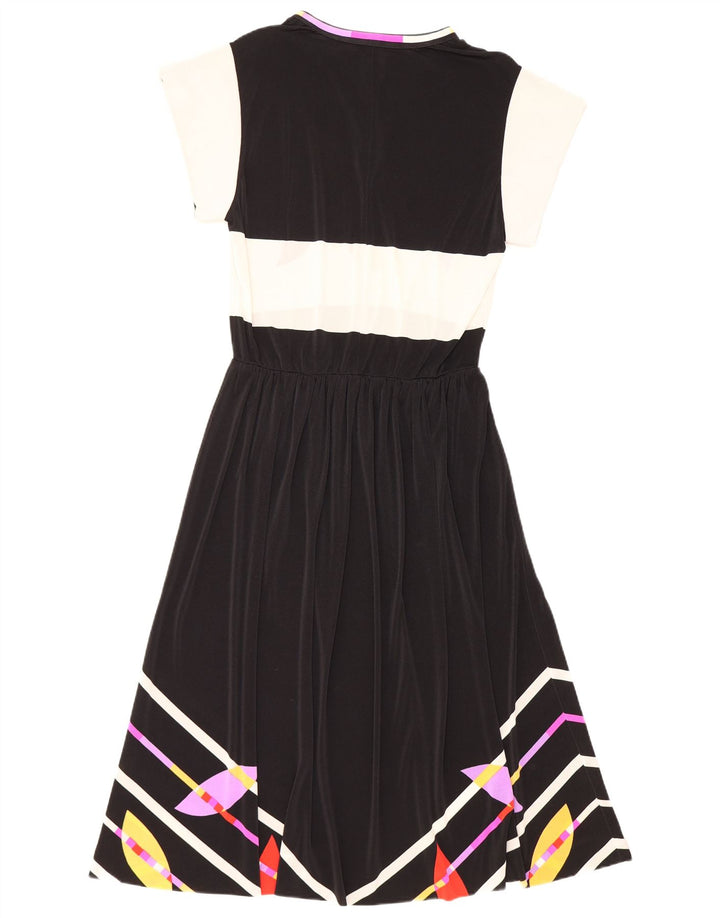 Vintage Damen Maxikleid IT 46 Großes schwarzes geblümtes Polyamid