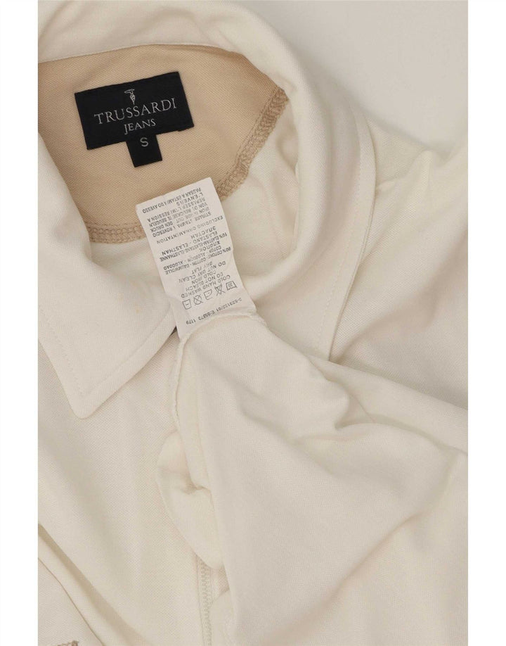 Trussardi Jeans Herren-Poloshirt, Größe S, weiße Baumwolle