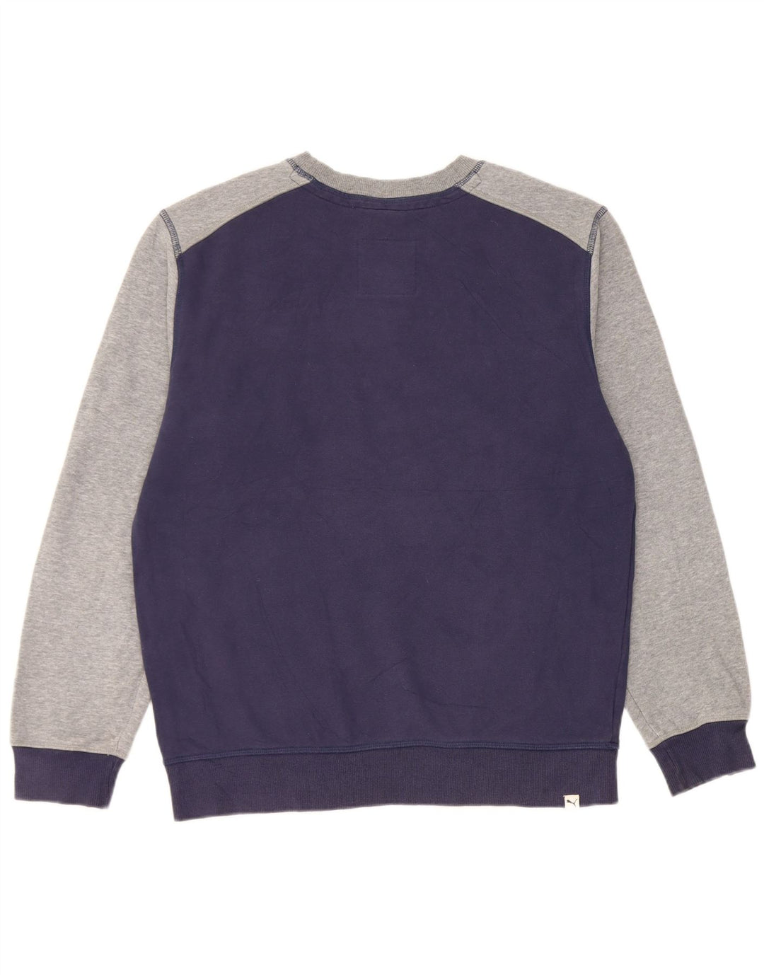 Puma Herren Grafik-Sweatshirt-Pullover aus mittelblauer, marineblauer Colourblock-Baumwolle