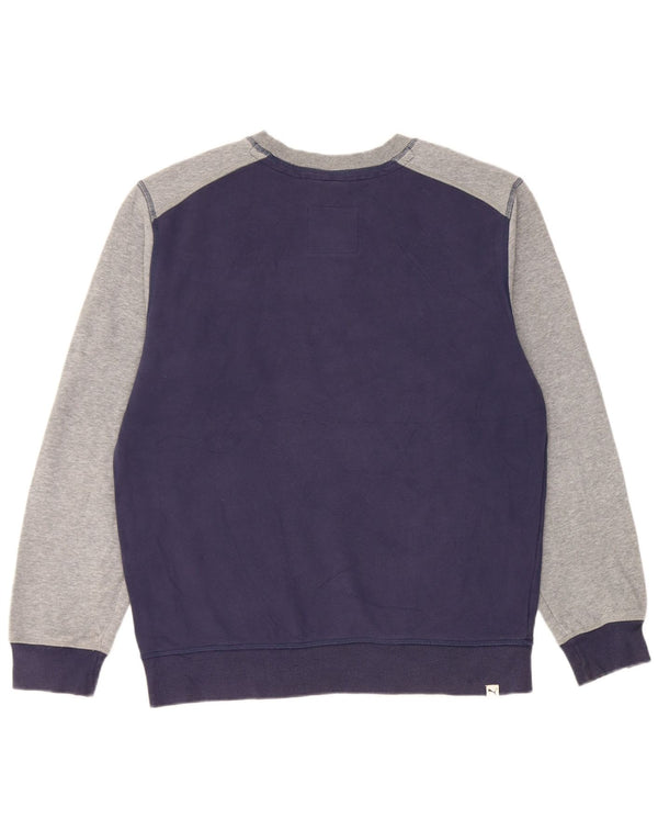 Puma Herren Grafik-Sweatshirt-Pullover aus mittelblauer, marineblauer Colourblock-Baumwolle