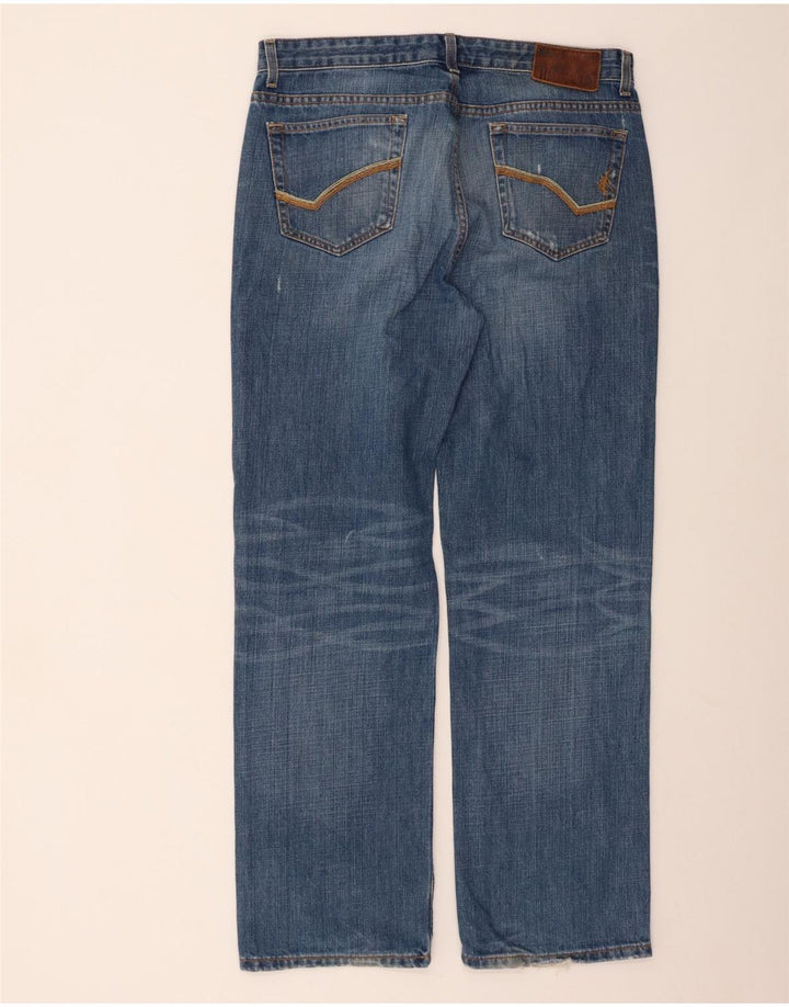 TOMMY HILFIGER Mens Distressed Custom Fit Straight Jeans W34 L32 Blue